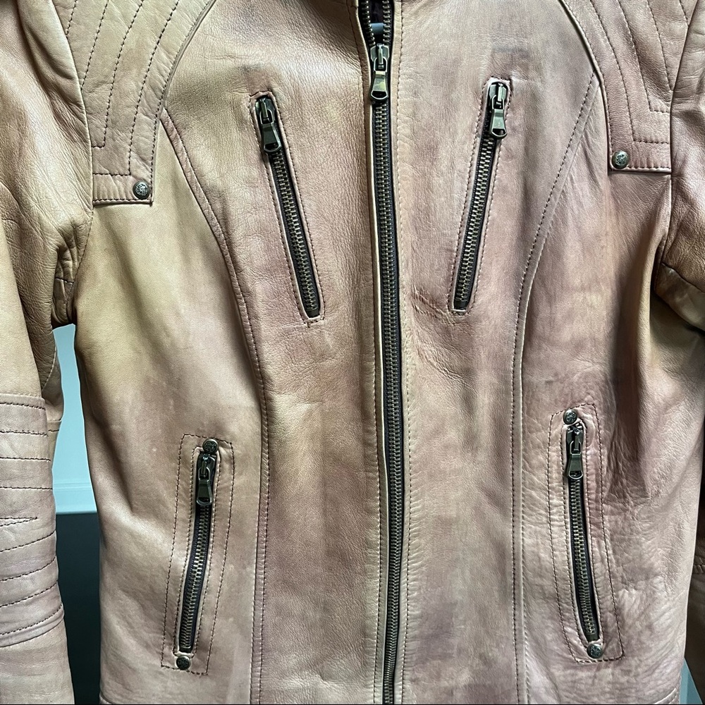 Vera Pelle Light Brown Natural Leather Jacket Women’s Size 44 - Picture 7 of 8
